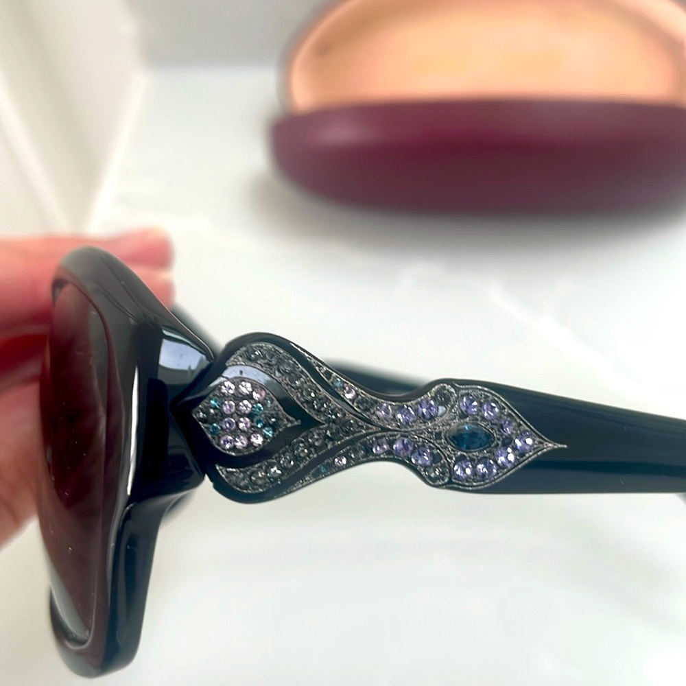 Judith Leiber jewel-embellished gradient sunglasses. Excellent condition.